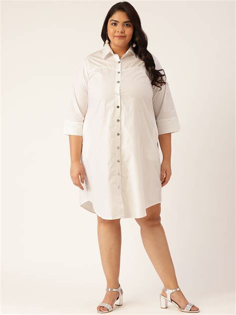 Buy TheRebelinme Women Plus Size White Shirt Dress - Dresses for Women ...