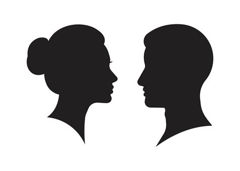 Male and female heads facing silhouette 33497755 Vector Art at Vecteezy