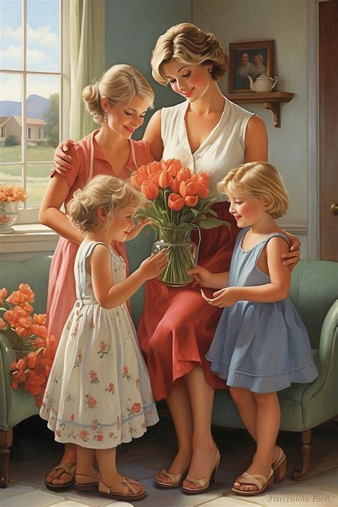 Vintage Mother And Children Art Free Stock Photo - Public Domain Pictures