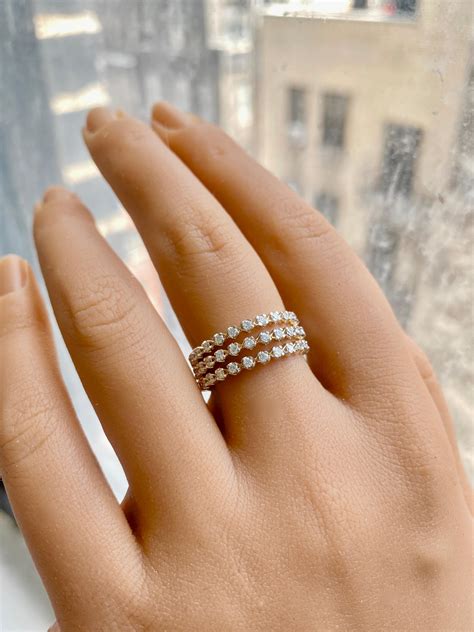 Diamond Eternity Band Stack, Natural Diamond Ring Stack, Dainty ...