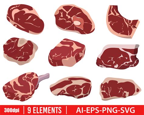 Fresh Meat Clipart Vector Design Illustration. Fresh Meat Set. | Etsy