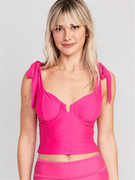 Old Navy Tie-Shoulder Underwire Tankini Swim Top pink - 553035052