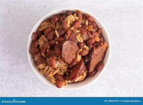 Bowl of Red Beans and Rice with Sausage Stock Image - Image of cajun ...