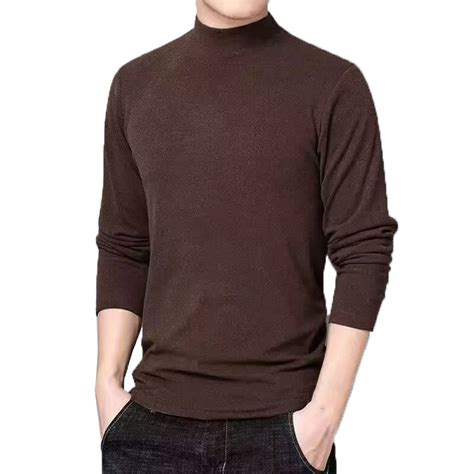 VSSSJ Mens Turtleneck Long Sleeve Tops Mock Neck Fleece Undershirt ...