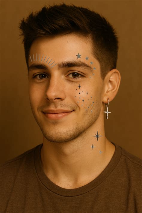 Silver Star Face Tattoos - Like ink