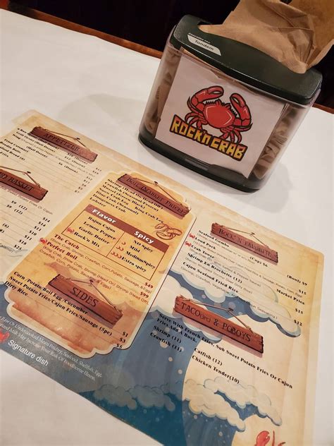 Menu at Rock'n Crab restaurant, Beaumont