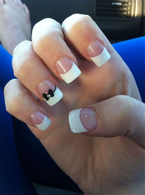 French manicure with bow accent nail Nail Art Designs, French Manicure ...
