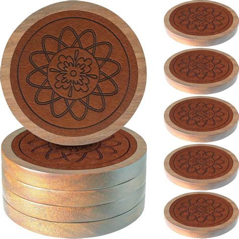 Amazon.com: 5 Pack Wood Coasters for Drinks, Minacun Absorbent Coaster ...