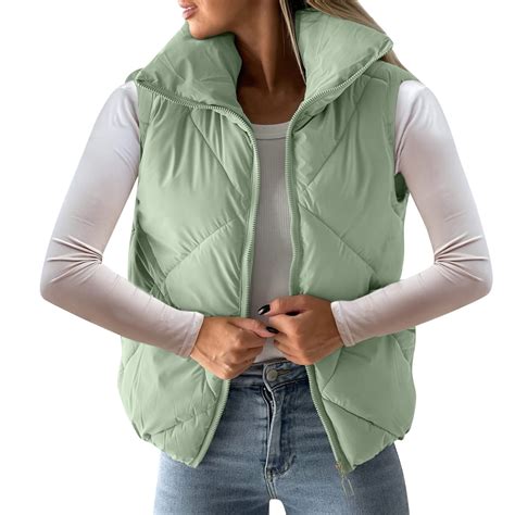 zuwimk Cropped Puffer Vest,Women's Winter Crop Vest Lightweight ...
