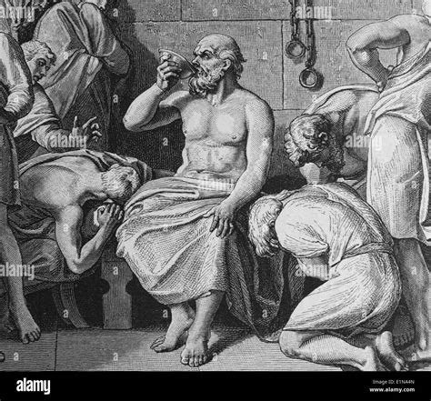 Death of Socrates (469 BC-399 BC) by drinking poison. Classical Greek ...