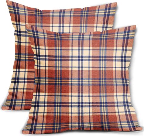 Amazon.com: Aytipun Fall Plaid Pillow Covers 18x18 Set of 2 Burnt ...