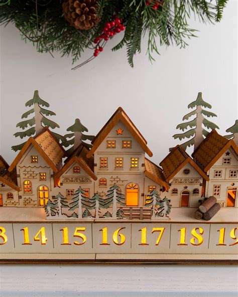 Wooden Christmas Mantel Village Decoration | Balsam Hill®