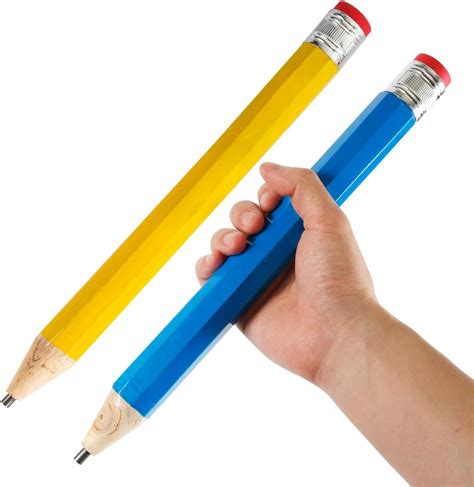 2pcs 13 Inch Wooden Jumbo Pencils, Blue & Yellow Large Toy Pencil with ...