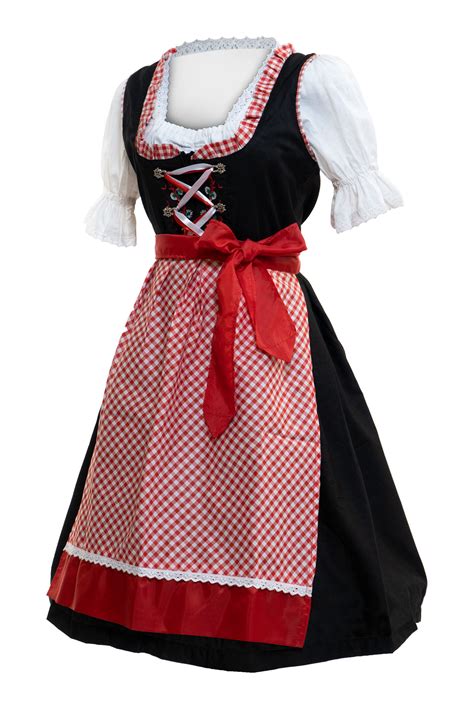 German Dirndl Dress Amara Black Red - Lederhosen Store
