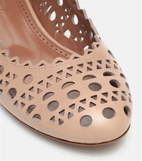 Alaïa Laser-cut leather ballet flats ALAÏA