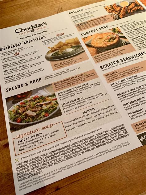 Menu at Cheddar's Scratch Kitchen restaurant, Gainesville