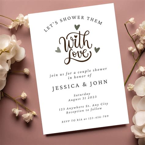 Couples Shower Invitation, Printable Wedding Shower Invite, Modern ...