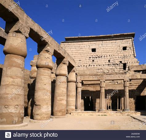 Columns inside the ancient Egyptian Luxor Temple complex in Luxor, (ancient Thebes);constructed ...
