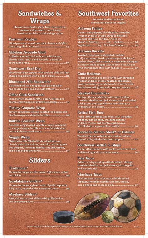 Menu | The Office Restaurant