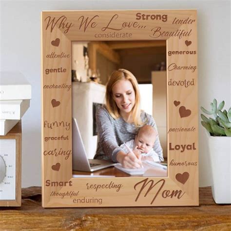 Personalized Mom Picture Frame, Custom Wooden Photo Frame Gift, Mother ...