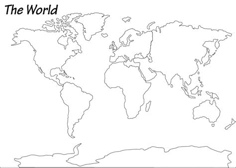 Free Printable Blank Outline Map of World [PNG & PDF]