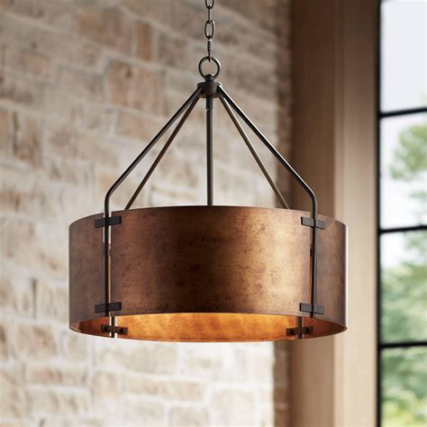 Drum Shade Pendant Light | Vintage Rustic Pendant light | Ping Lighting