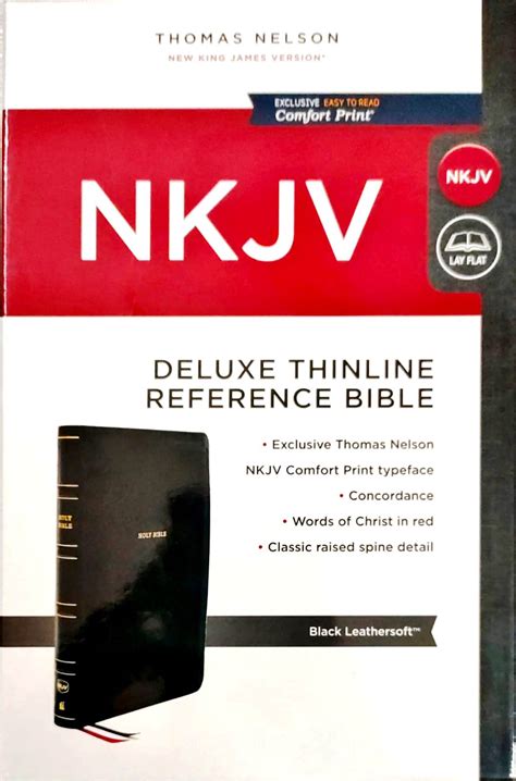 NKJV Deluxe Thinline Reference Bible: Black Leathersoft (ISBN ...