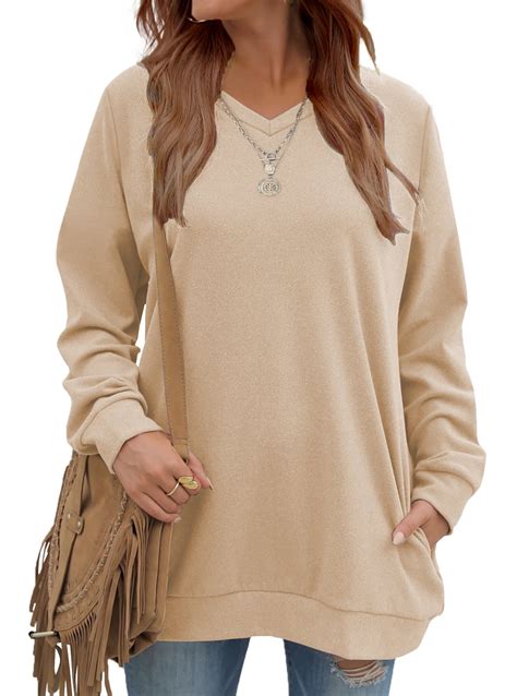 Fantaslook V Neck Sweatshirts for Women Casual Long Sleeve Tops ...