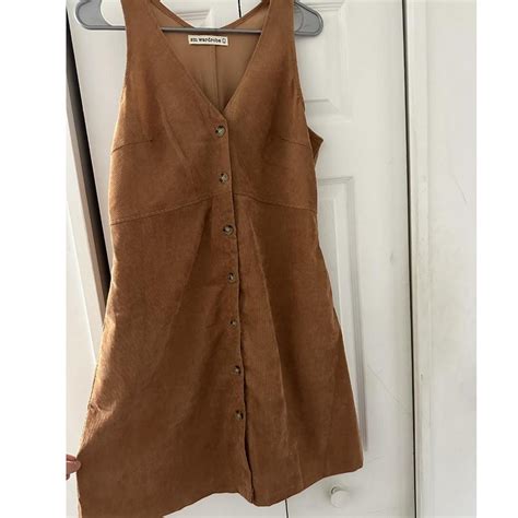 orange corduroy button dress!! light weight and very... - Depop