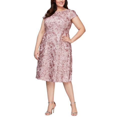 Brush Peri Alex Evenings AE4121570 Short Plus Size Lace Dress for $239. ...