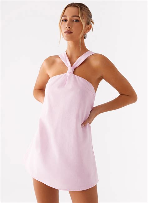Keira Linen Mini Dress - Pink – Peppermayo