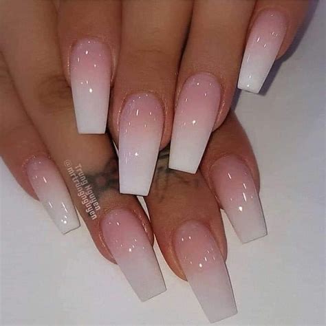 Coffin Shaped White Ombre Nails | Acrylic nails coffin short, Acrylic ...