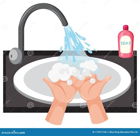 Hand Washing in the Sink with Soap Stock Vector - Illustration of ...