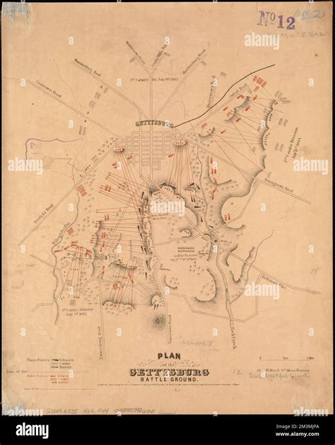 Plan of the Gettysburg battle ground , Gettysburg, Battle of ...
