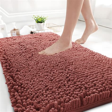 GTNSHUAI Extra Thick Luxury Chenille Bathroom Rug, Non-Slip Absorbent ...