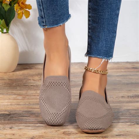 HAOTAGS Womens Loafers Shoes Slip on Casual Walking Flats Gray Size 7.5 ...