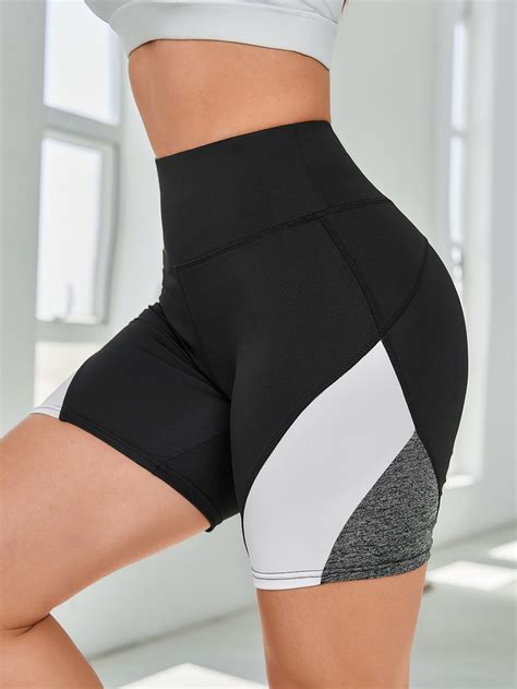 Breathable Softness Colorblock Sports Biker Shorts | Womens workout ...
