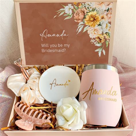 Boho Wedding Bridesmaid Proposal Box, Burnt Orange Gift Box, Terracotta ...