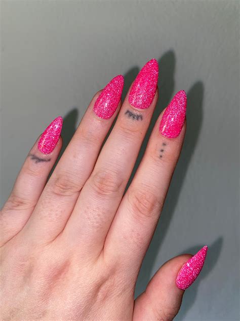 Hot Pink Sparkly Nails