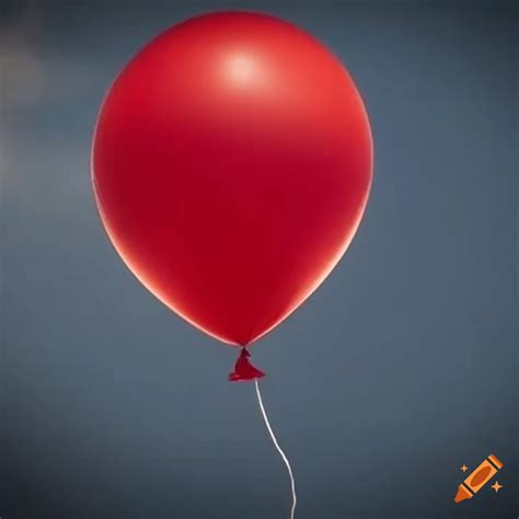 Red balloon with a note floating in a blue sky on Craiyon
