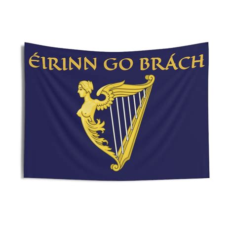 Irish Harp Flag Tapestry: Eirinn Go Brach, Ireland Forever (36x26)