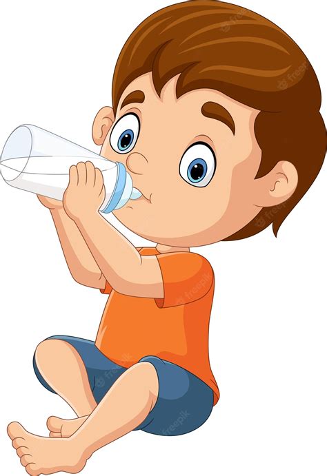 Premium Vector | Happy cute kid boy drink fresh milk #3508405