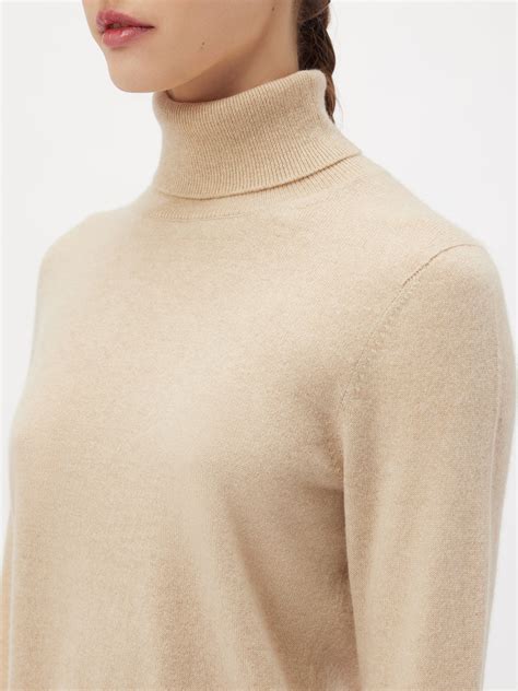 Women's Essential Cashmere Turtle Neck Sweater Taupe - Gobi Cashmere