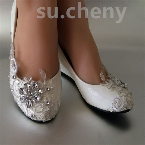 Silver Wedding Flats With Lace