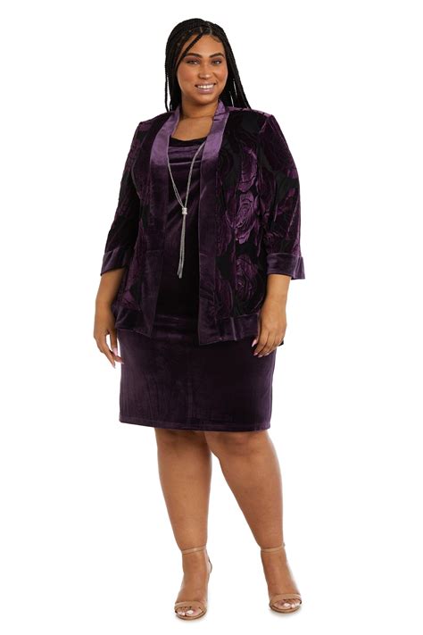 Plum R&M Richards 9027W Short Plus Size Velvet Dress - Plus Size Formal ...
