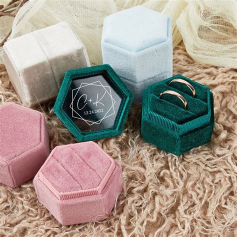 Personalized Velvet Ring Box, Wedding Ring Box, Engagement Ring Box ...