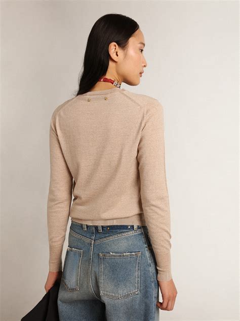 Women's sweater in light brown merino wool | Golden Goose Official Website
