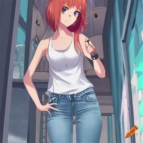 Detailed artwork of an anime girl on the street on Craiyon