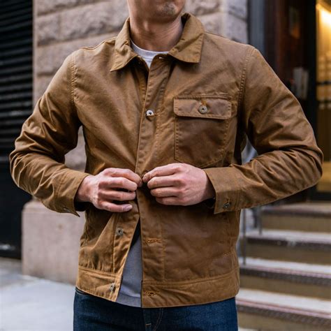 Men's Waxed Canvas Field Jacket in Khaki Tan - Thursday