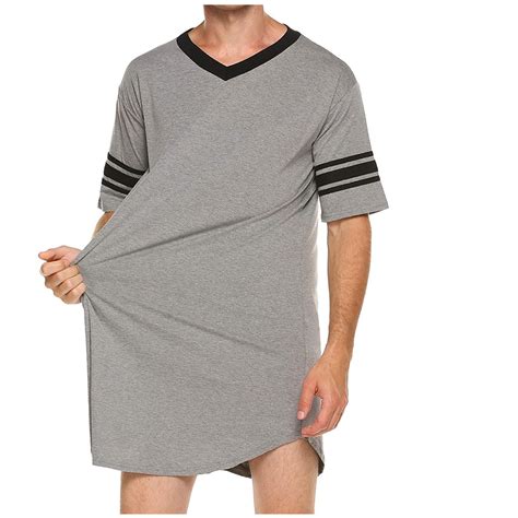 WUWUQF Mens T Shirts Short Sleeve, Men's V Neck Nightshirts Soft Loose ...